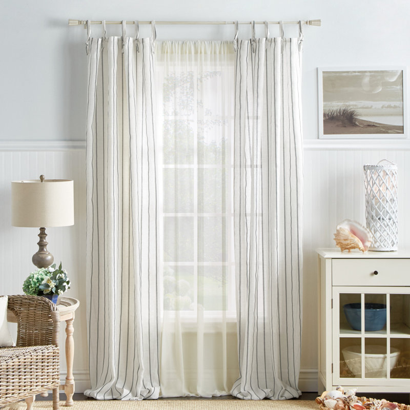 Martha Stewart Laguna Striped SemiSheer Tab Top Curtain Panels